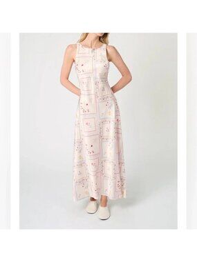WeWoreWhat Floral Boat Neck Slip Dress Ivory Floral Patchwork Maxi Sz 16